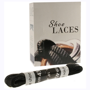 Shoe-String EECO Laces 45cm Flat Black (18 prs)