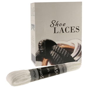 Shoe-String EECO Laces 45cm Flat White (18 prs)