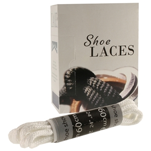 Shoe-String EECO Laces 60cm Round White (18 prs)
