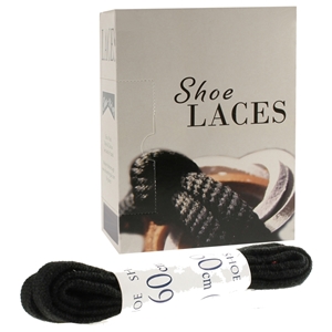 Shoe-String EECO Laces 60cm Flat Black (18 prs)