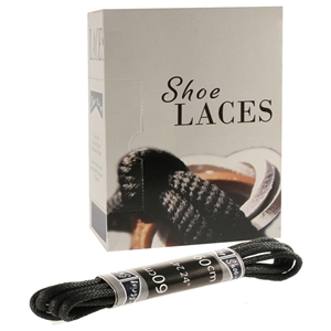 Shoe-String EECO Laces 60cm Round Wax Black (12 prs)