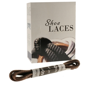 Shoe-String EECO Laces 60cm Round Wax Brown (12 prs)