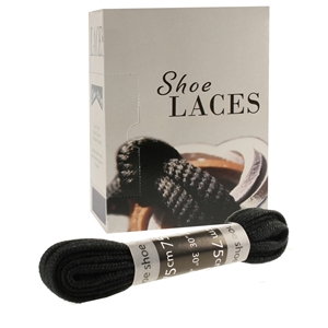 Shoe-String EECO Laces 75cm Flat Black (18 prs)