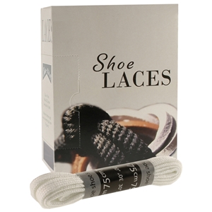 Shoe-String EECO Laces 75cm Flat White (18 prs)