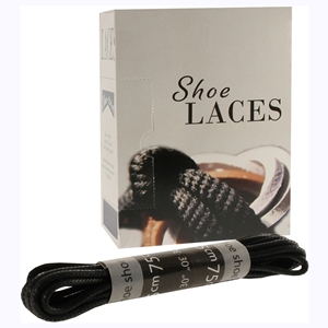 Shoe-String EECO Laces 75cm Wax 2mm Round Black (18 prs)