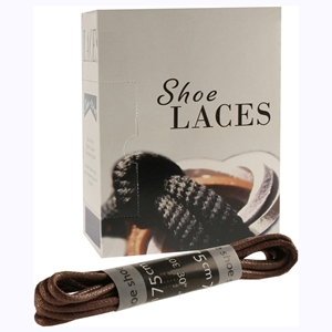 Shoe-String EECO Laces 75cm Wax 2mm Round Brown (18 prs)