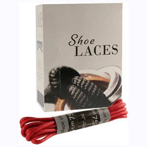 Shoe-String EECO Laces 75cm Wax 2mm Round Red (18 prs)