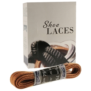 Shoe-String EECO Laces 75cm Waxed 5mm Flat Tan (12 prs)