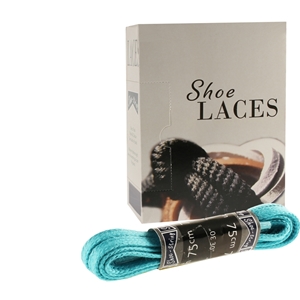 Shoe-String EECO Laces 75cm Wax 5mm Flat Turquoise (12 prs)