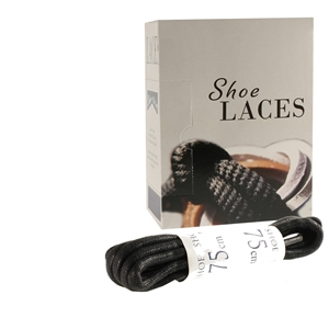Shoe-String EECO Laces 75cm - Cord Black (12 prs)
