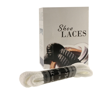 Shoe-String EECO Laces 75cm Cord White (12 prs)