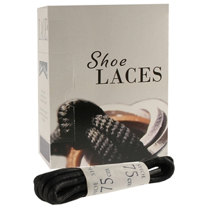 Shoe-String EECO Laces 75cm Chunky Wax Black (12 prs)