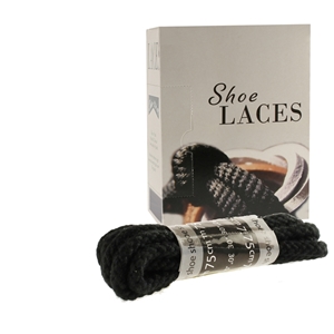 Shoe-String EECO Laces 75cm Heavy Cord Black (12 prs)