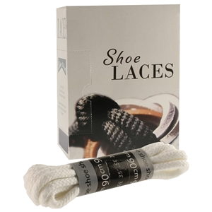 Shoe-String EECO Laces 90cm Cord White (12 prs)