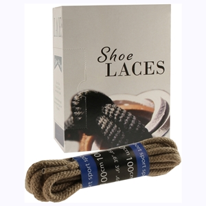 Shoe-String EECO Laces 100cm Round Tan (12 prs)