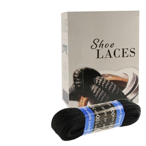 Shoe-String EECO Laces 100cm Flat Black (12 prs)