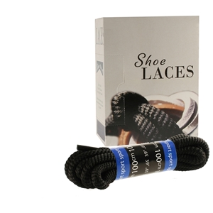 Shoe-String EECO Laces 100cm Polyvelt Black (12 prs)