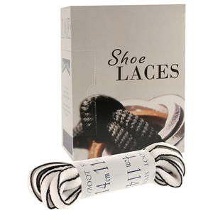 Shoe-String EECO Laces 114cm Oval Sport White/Blk (12 prs)