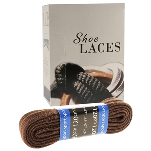 Shoe-String EECO Laces 120cm Flat Brown (12 prs)