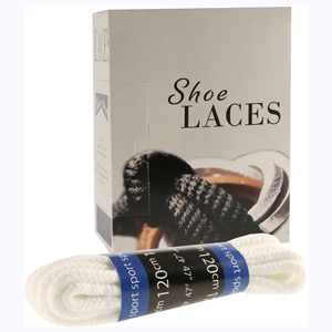 Shoe-String EECO Laces 120cm Cord White (12 prs)