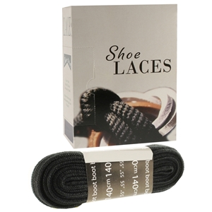 Shoe-String EECO Laces 140cm Flat Black (12 prs)