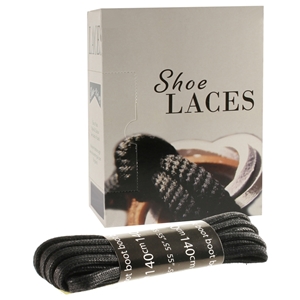 Shoe-String EECO Laces 140cm Chunky Wax Black (12 prs)