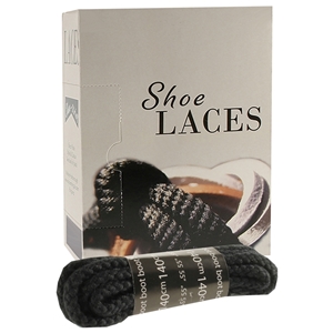 Shoe-String EECO Laces 140cm Heavy Cord Black  (8 prs)