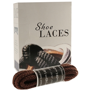 Shoe-String EECO Laces 140cm Heavy Cord Brown  (8 prs)