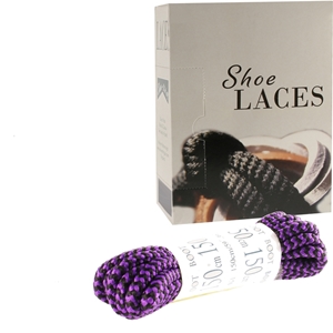 Shoe-String EECO Laces 150cm Hiking Purple/Black (10 prs)