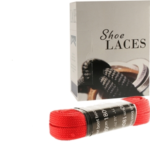 Shoe-String EECO Laces 180cm Flat Red (8 prs)