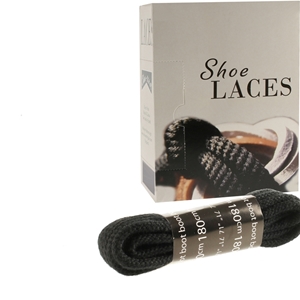 Shoe-String EECO Laces 180cm Cord Black (12 prs)