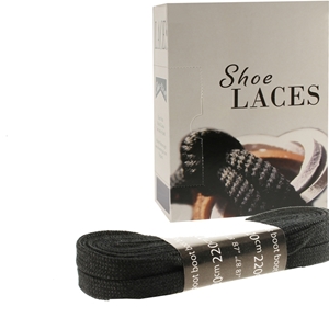 Shoe-String EECO Laces 220cm Flat Black (6 prs)