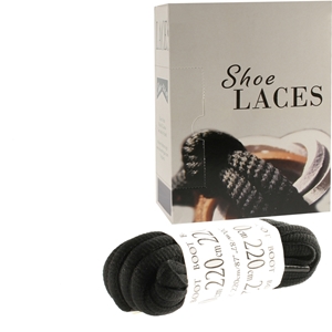 Shoe-String EECO Laces 220cm Oval Sports Black (6 prs)