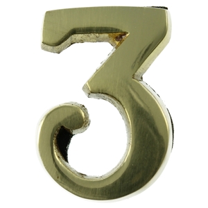 Small 32mm Brass Number 3 Self Adhesive