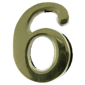 Large 51mm Brass Number 6 Self Adhesive