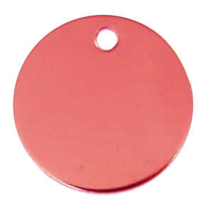 Aluminium Pet Tag Round Disc 20mm Pink