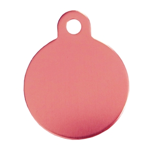 Aluminium Pet Tag Round Disc with Hole Mount 25mm Pink
