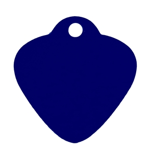 Aluminium Pet Tag Heart Shape with Hole Mount Large 35 x 31mm Blue