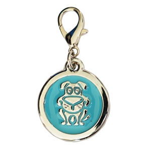 Enamelled Metal Pet Tag Dog Inlay Round 25mm  Light Blue