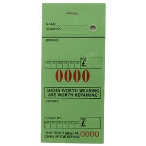 Shoe Repair Tickets Green Pack Of 1,000