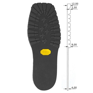 Vibram 1100 Montagna Sole Without Heel, Black, 41/42 Length 12 Inch - 304mm