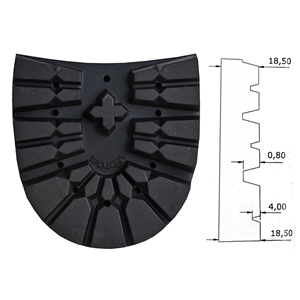 Vibram 1100T Montagna Heel, Size 41/42, Black Length 3 6/8 Inch - 92mm