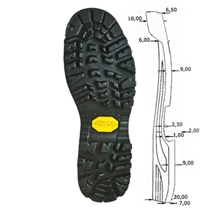 Vibram 121P Foura Unit With PU Mid Sole - Black Size 36 Length 10 1/5 Inch / 260mm