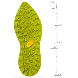 Vibram 1474 Zegama Sole Unit Lime Green, Size 46/48 Length 13 1/2 Inch - 343mm