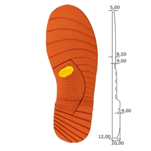 Vibram 1685 Mombello Orange Size 078 Length 12 1/2 Inch / 317mm