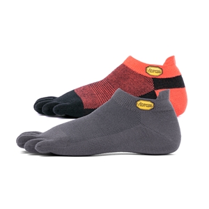 Vibram Five Toe Socks Athletic Pro No Show Twin Pack Size 42-45 UK 8-10.5. 1 x Dark Grey,1 x Red/Black