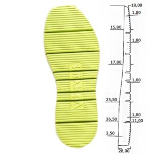 Vibram 09105 Gloxi Cut Units, Size 41/42 Light Green