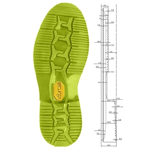 Vibram 1446 Edo Unit, Size 40 Green Length 11 1/2 Inch / 290mm