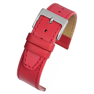 Red Calf Watch Strap Matt Finish With a Stitched Edge 12mm