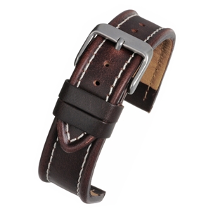 Brown Watch Strap Nubuck Lined With White Stitching 20mm